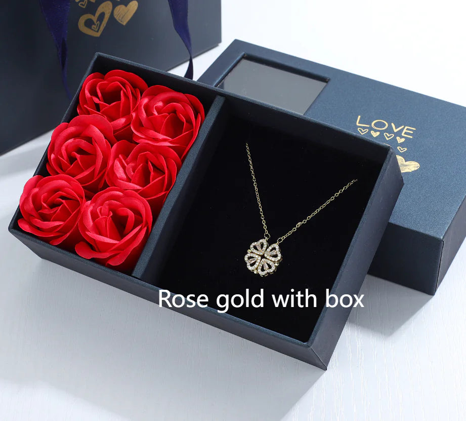 Four-Leaf Clover & Heart Necklace Gift Set