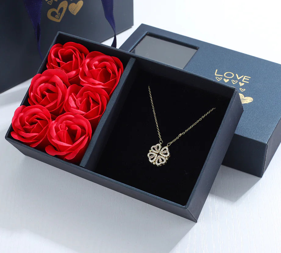 Four-Leaf Clover & Heart Necklace Gift Set